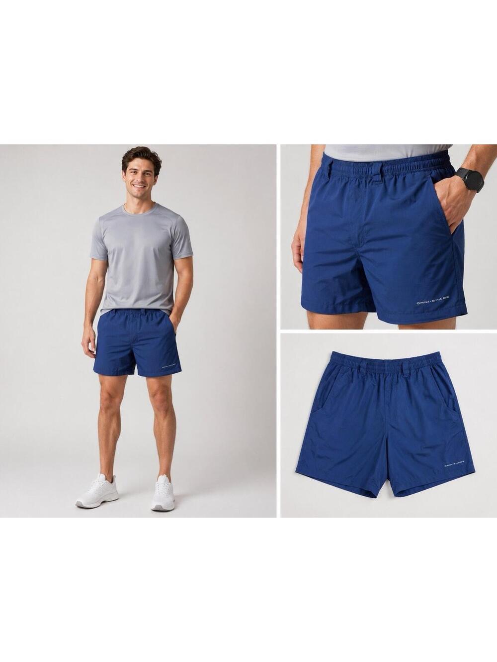 Columbia PFG Backcast III Lined Water Swim Short 6" Inseam Blue Mens Small